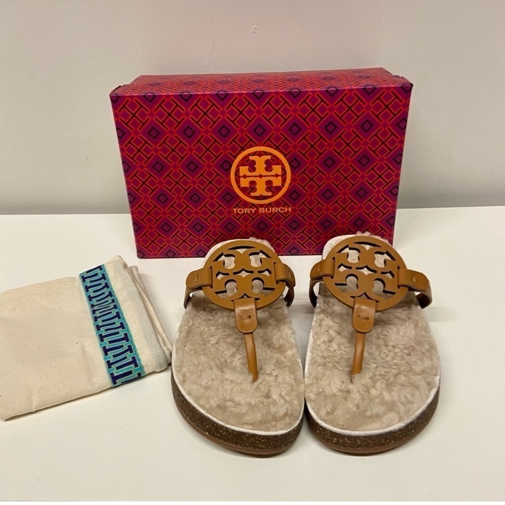 Tory Burch Miller Sandals Shearling - Picture 3 of 4
